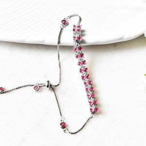 Jennifer CZ Pink Stones 925 Silver Bracelet